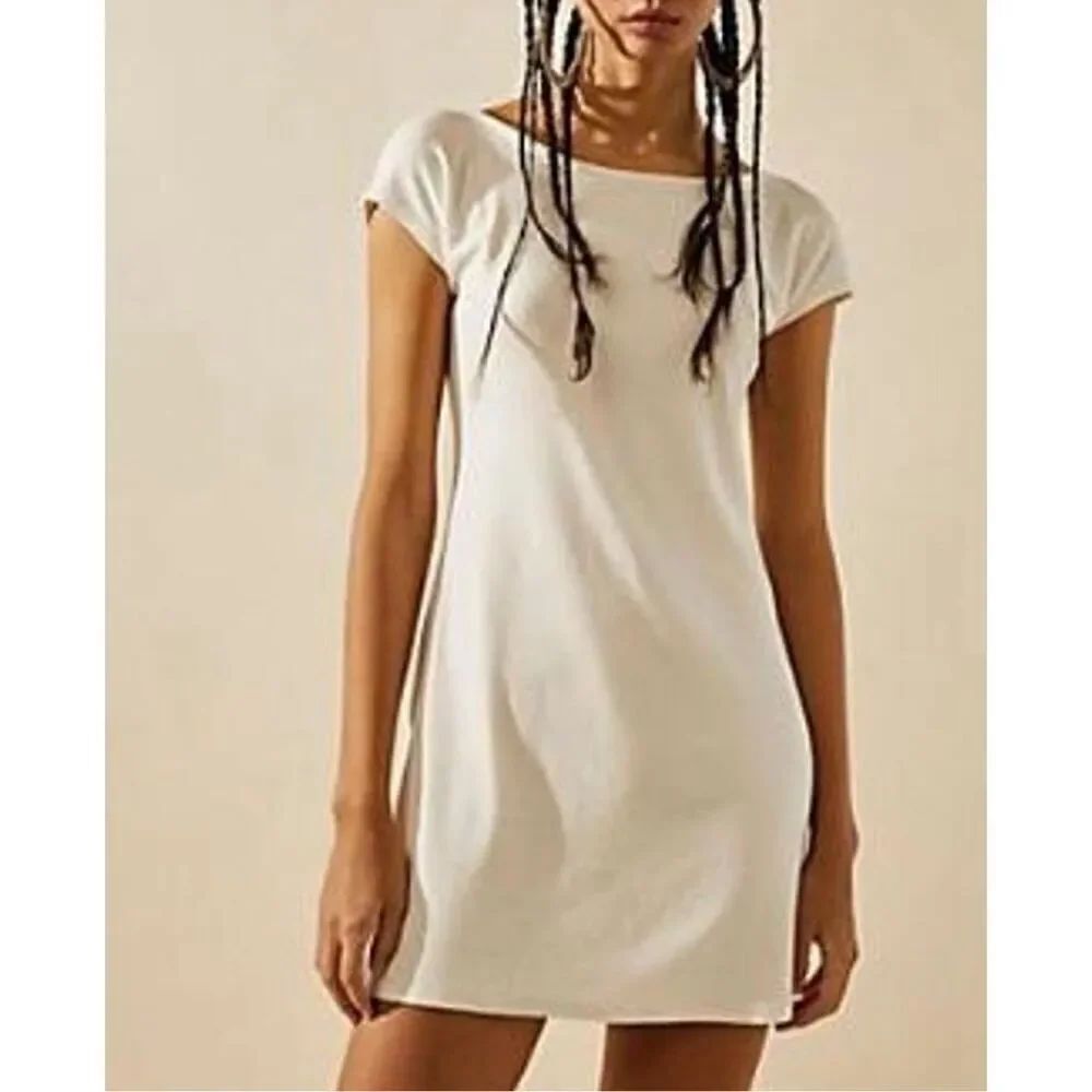 Free People Rosalia Good Feels open back white mini dress